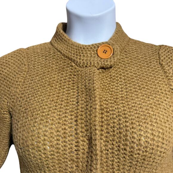 Topshop mustard alpaca blend short sleeve chunky cardigan with snap front Size 8 - Picture 4 of 9